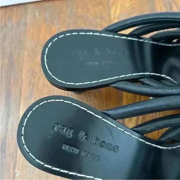 Rag & Bone Black‎ Leather Infinity Heeled Mule Sandal - Picture 5 of 7